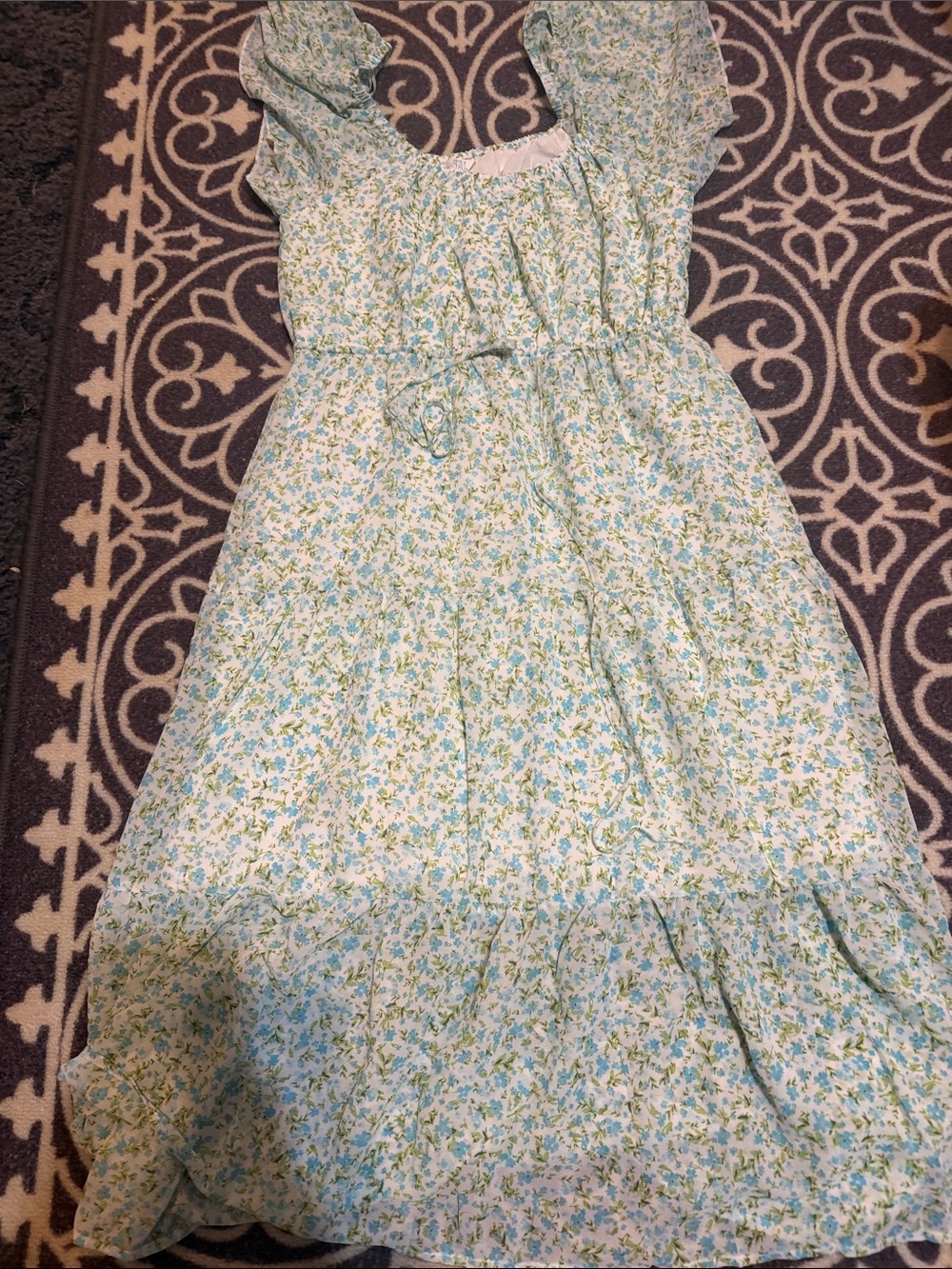 Time and Tru Light Blue and White Floral Maxi Dress